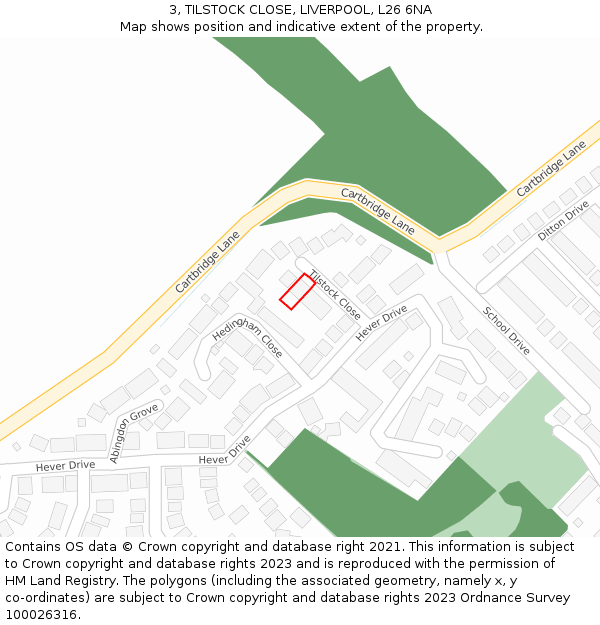 3, TILSTOCK CLOSE, LIVERPOOL, L26 6NA: Location map and indicative extent of plot