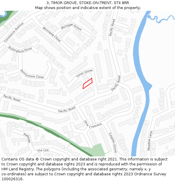 3, TIMOR GROVE, STOKE-ON-TRENT, ST4 8RR: Location map and indicative extent of plot