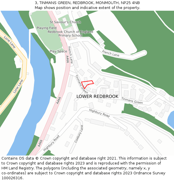 3, TINMANS GREEN, REDBROOK, MONMOUTH, NP25 4NB: Location map and indicative extent of plot