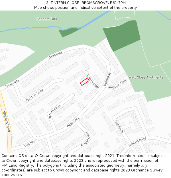 3, TINTERN CLOSE, BROMSGROVE, B61 7PH: Location map and indicative extent of plot