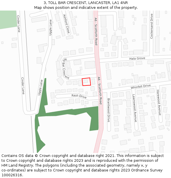 3, TOLL BAR CRESCENT, LANCASTER, LA1 4NR: Location map and indicative extent of plot