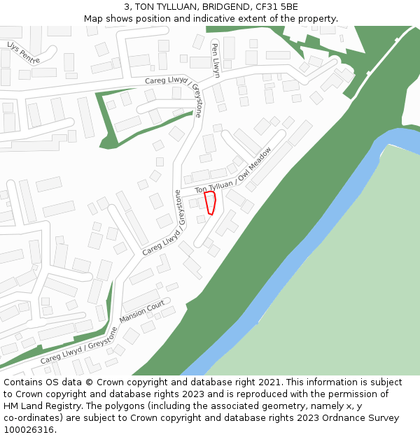 3, TON TYLLUAN, BRIDGEND, CF31 5BE: Location map and indicative extent of plot