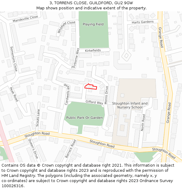 3, TORRENS CLOSE, GUILDFORD, GU2 9GW: Location map and indicative extent of plot