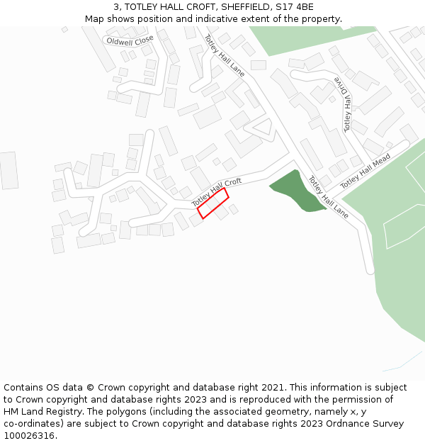 3, TOTLEY HALL CROFT, SHEFFIELD, S17 4BE: Location map and indicative extent of plot