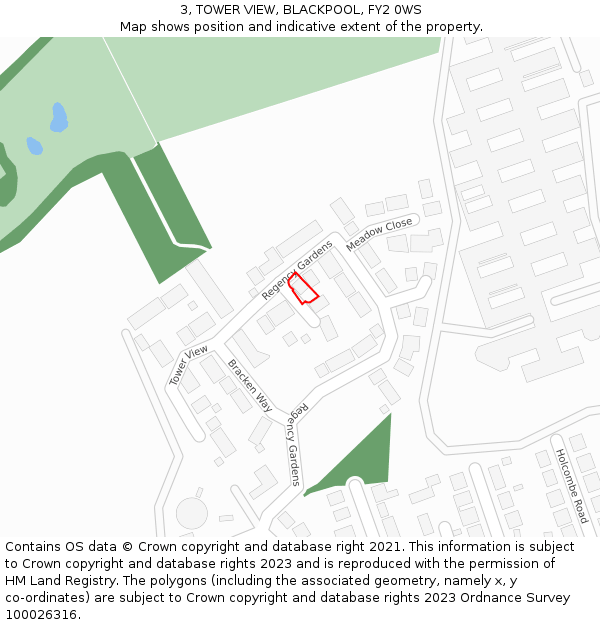 3, TOWER VIEW, BLACKPOOL, FY2 0WS: Location map and indicative extent of plot