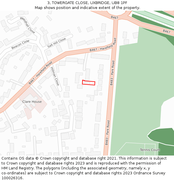 3, TOWERGATE CLOSE, UXBRIDGE, UB8 1PF: Location map and indicative extent of plot