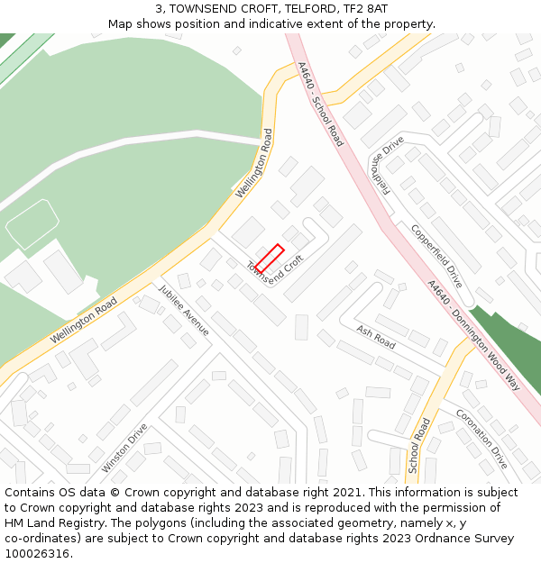 3, TOWNSEND CROFT, TELFORD, TF2 8AT: Location map and indicative extent of plot