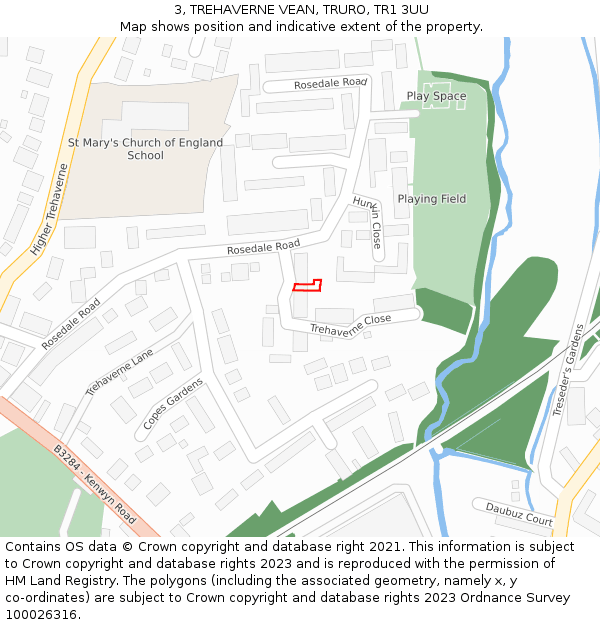 3, TREHAVERNE VEAN, TRURO, TR1 3UU: Location map and indicative extent of plot