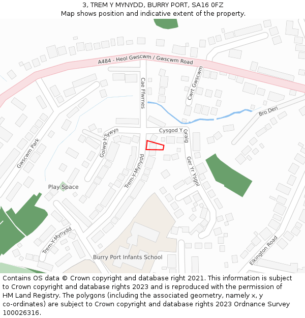 3, TREM Y MYNYDD, BURRY PORT, SA16 0FZ: Location map and indicative extent of plot