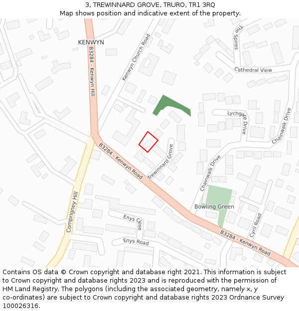 3, TREWINNARD GROVE, TRURO, TR1 3RQ: Location map and indicative extent of plot