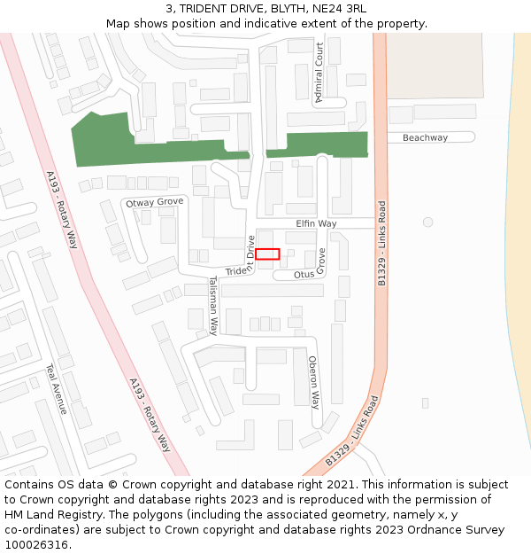 3, TRIDENT DRIVE, BLYTH, NE24 3RL: Location map and indicative extent of plot