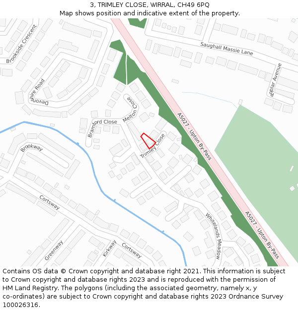 3, TRIMLEY CLOSE, WIRRAL, CH49 6PQ: Location map and indicative extent of plot