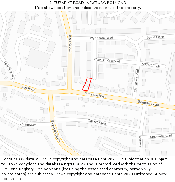 3, TURNPIKE ROAD, NEWBURY, RG14 2ND: Location map and indicative extent of plot