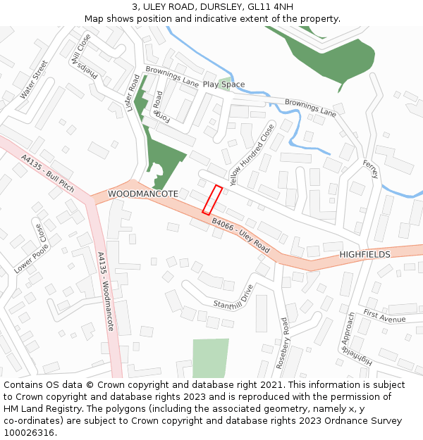 3, ULEY ROAD, DURSLEY, GL11 4NH: Location map and indicative extent of plot