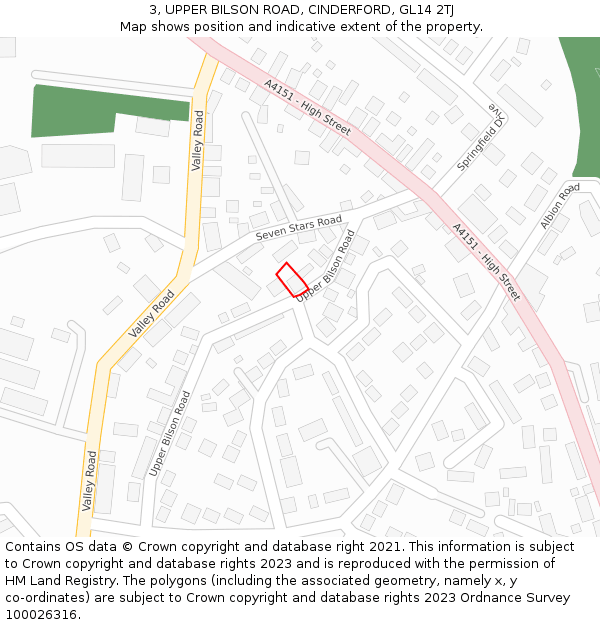 3, UPPER BILSON ROAD, CINDERFORD, GL14 2TJ: Location map and indicative extent of plot