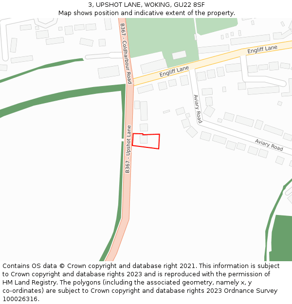 3, UPSHOT LANE, WOKING, GU22 8SF: Location map and indicative extent of plot