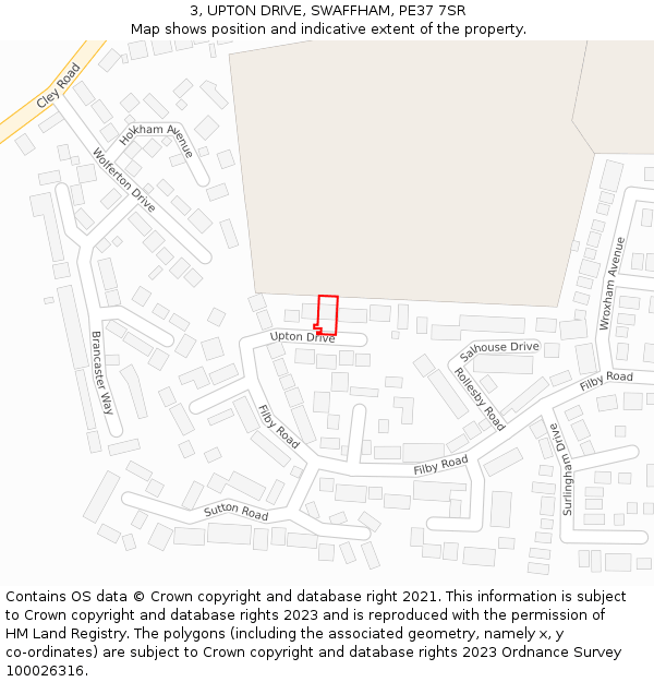 3, UPTON DRIVE, SWAFFHAM, PE37 7SR: Location map and indicative extent of plot