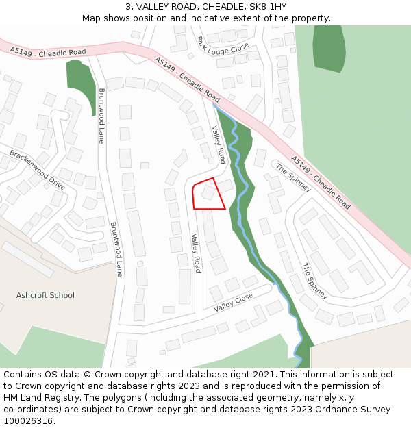 3, VALLEY ROAD, CHEADLE, SK8 1HY: Location map and indicative extent of plot