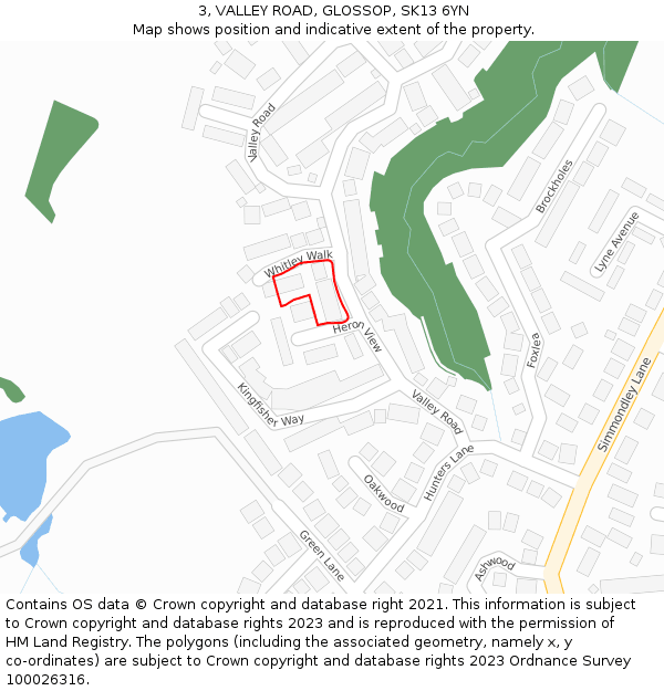 3, VALLEY ROAD, GLOSSOP, SK13 6YN: Location map and indicative extent of plot