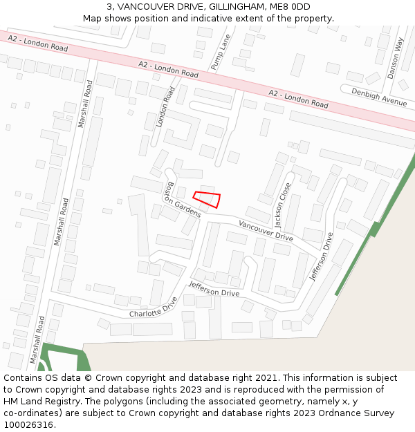 3, VANCOUVER DRIVE, GILLINGHAM, ME8 0DD: Location map and indicative extent of plot