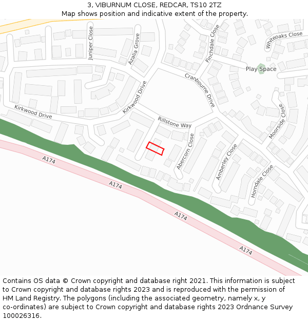 3, VIBURNUM CLOSE, REDCAR, TS10 2TZ: Location map and indicative extent of plot