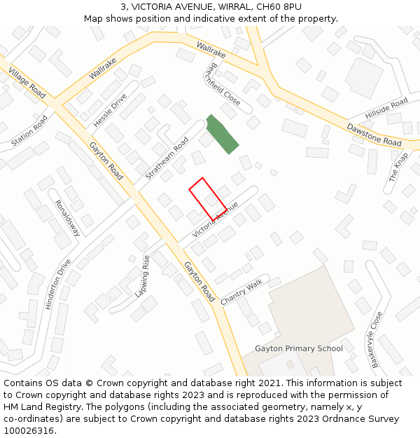 3, VICTORIA AVENUE, WIRRAL, CH60 8PU: Location map and indicative extent of plot