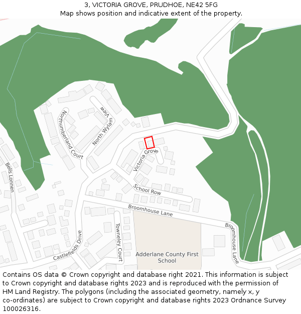 3, VICTORIA GROVE, PRUDHOE, NE42 5FG: Location map and indicative extent of plot