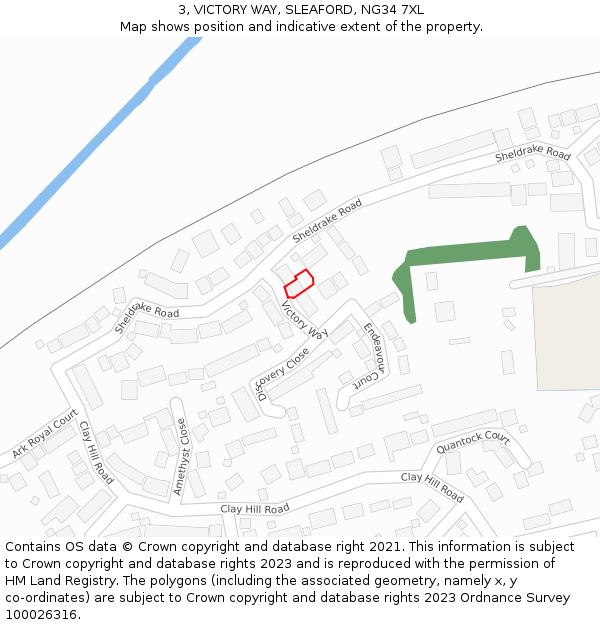 3, VICTORY WAY, SLEAFORD, NG34 7XL: Location map and indicative extent of plot