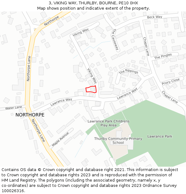 3, VIKING WAY, THURLBY, BOURNE, PE10 0HX: Location map and indicative extent of plot