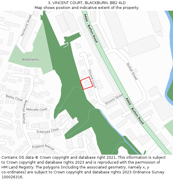 3, VINCENT COURT, BLACKBURN, BB2 4LD: Location map and indicative extent of plot