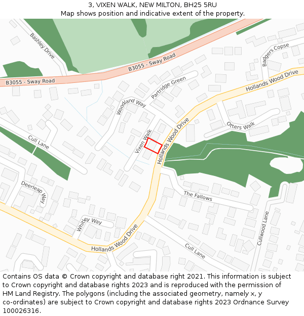 3, VIXEN WALK, NEW MILTON, BH25 5RU: Location map and indicative extent of plot