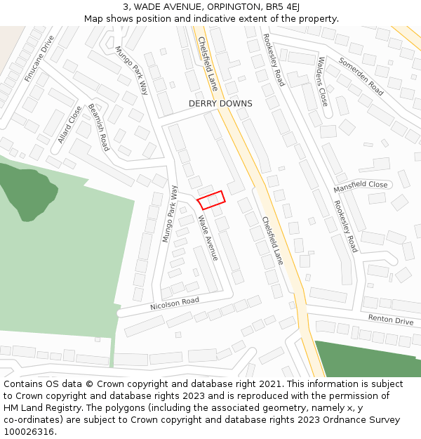 3, WADE AVENUE, ORPINGTON, BR5 4EJ: Location map and indicative extent of plot