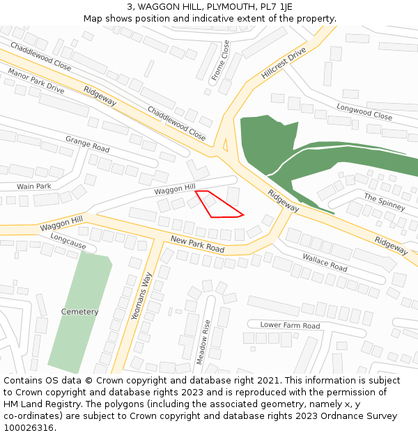 3, WAGGON HILL, PLYMOUTH, PL7 1JE: Location map and indicative extent of plot