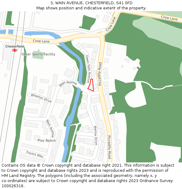 3, WAIN AVENUE, CHESTERFIELD, S41 0FD: Location map and indicative extent of plot