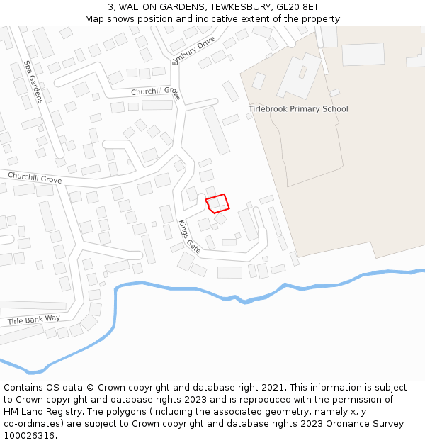 3, WALTON GARDENS, TEWKESBURY, GL20 8ET: Location map and indicative extent of plot