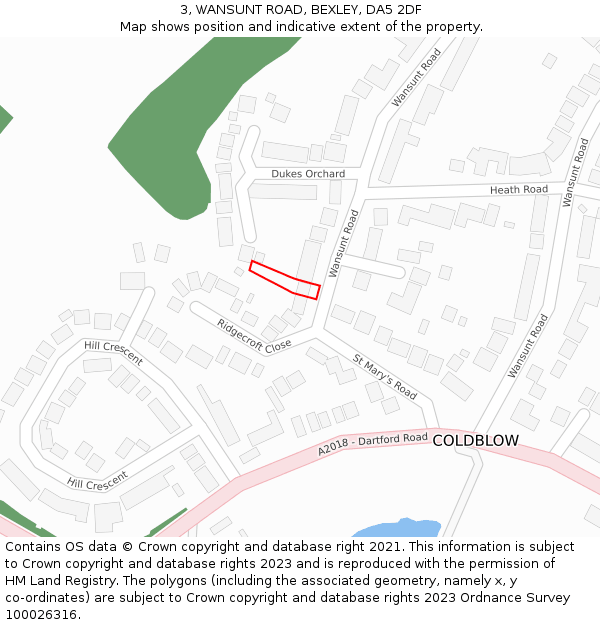 3, WANSUNT ROAD, BEXLEY, DA5 2DF: Location map and indicative extent of plot