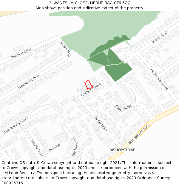 3, WANTSUM CLOSE, HERNE BAY, CT6 6QQ: Location map and indicative extent of plot