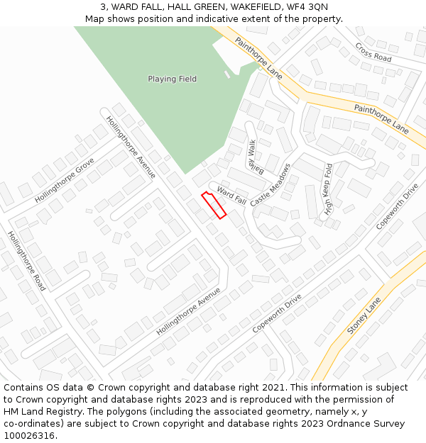 3, WARD FALL, HALL GREEN, WAKEFIELD, WF4 3QN: Location map and indicative extent of plot