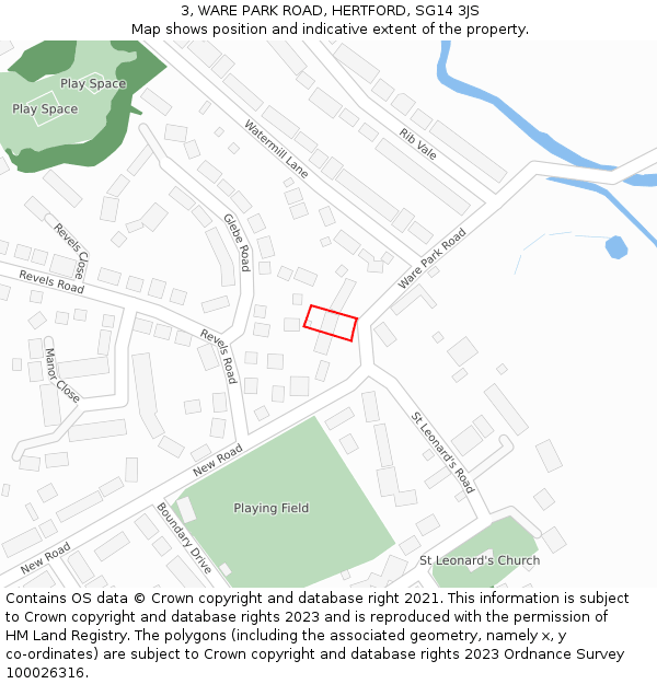 3, WARE PARK ROAD, HERTFORD, SG14 3JS: Location map and indicative extent of plot