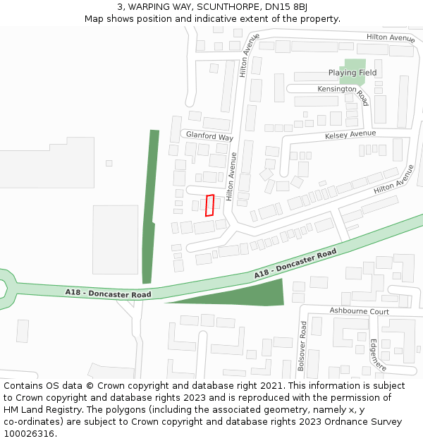 3, WARPING WAY, SCUNTHORPE, DN15 8BJ: Location map and indicative extent of plot