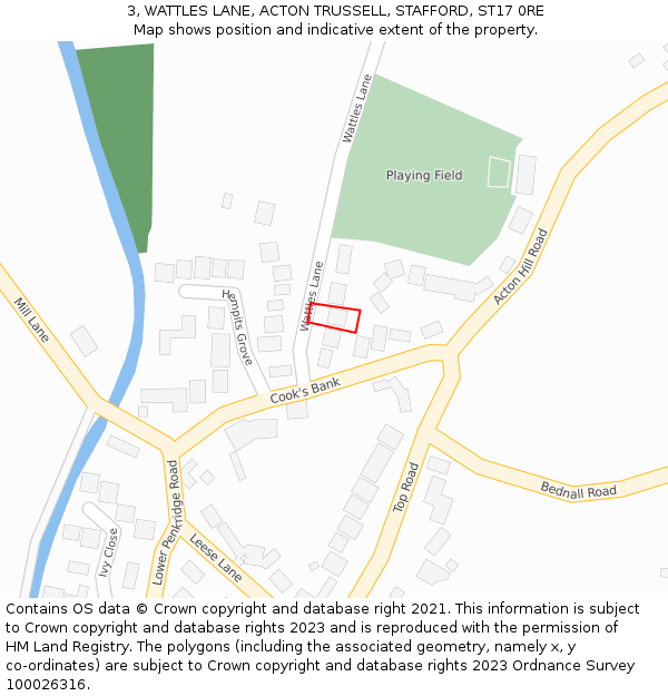 3, WATTLES LANE, ACTON TRUSSELL, STAFFORD, ST17 0RE: Location map and indicative extent of plot
