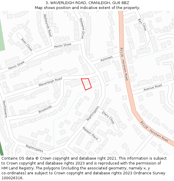 3, WAVERLEIGH ROAD, CRANLEIGH, GU6 8BZ: Location map and indicative extent of plot