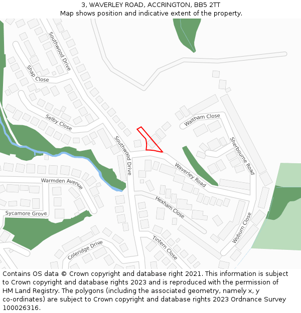 3, WAVERLEY ROAD, ACCRINGTON, BB5 2TT: Location map and indicative extent of plot
