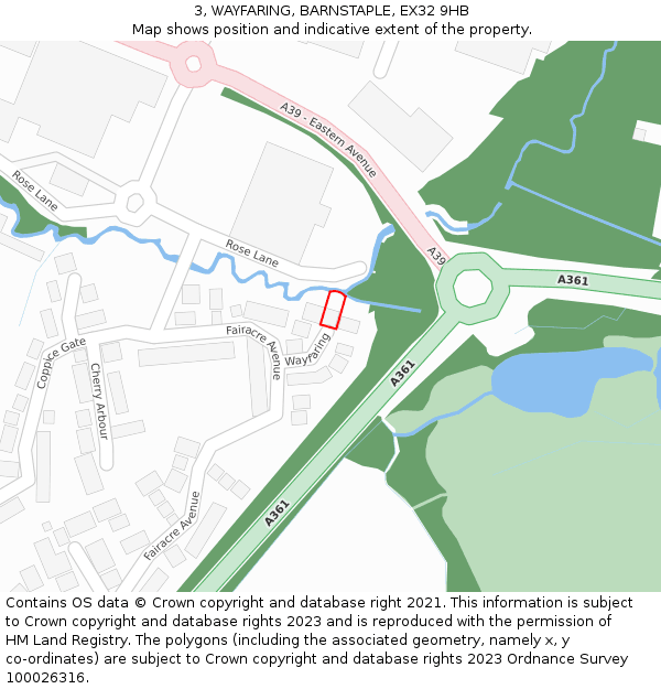 3, WAYFARING, BARNSTAPLE, EX32 9HB: Location map and indicative extent of plot