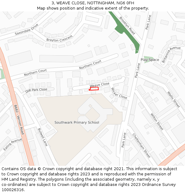 3, WEAVE CLOSE, NOTTINGHAM, NG6 0FH: Location map and indicative extent of plot