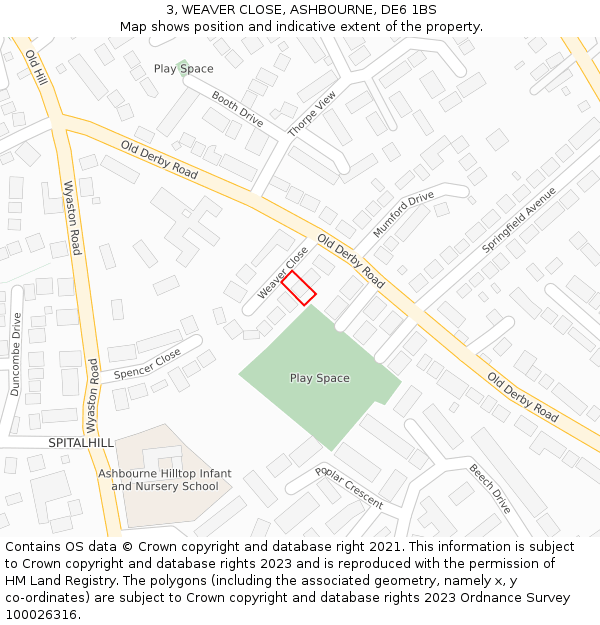 3, WEAVER CLOSE, ASHBOURNE, DE6 1BS: Location map and indicative extent of plot