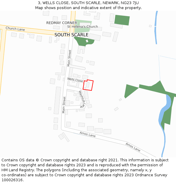 3, WELLS CLOSE, SOUTH SCARLE, NEWARK, NG23 7JU: Location map and indicative extent of plot