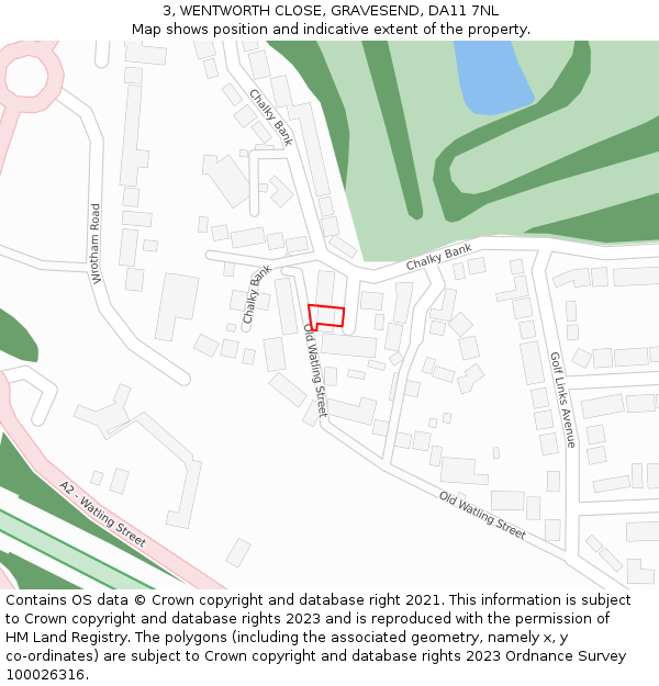 3, WENTWORTH CLOSE, GRAVESEND, DA11 7NL: Location map and indicative extent of plot