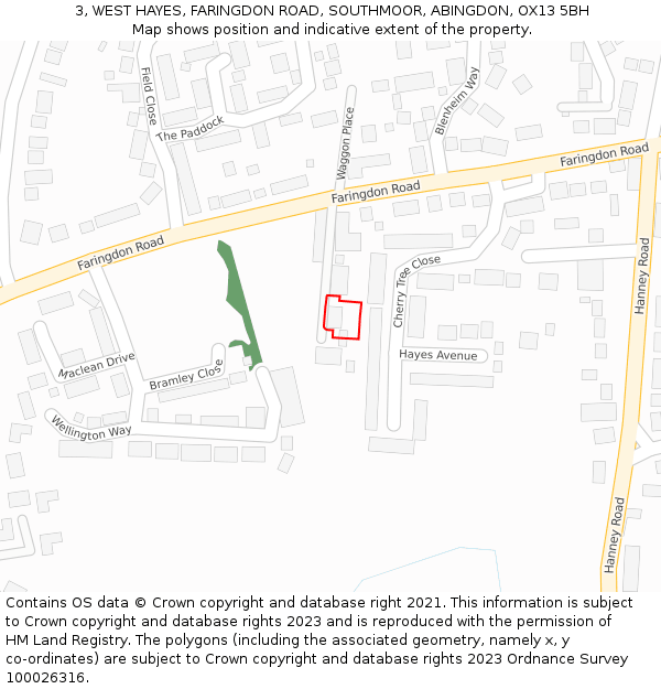 3, WEST HAYES, FARINGDON ROAD, SOUTHMOOR, ABINGDON, OX13 5BH: Location map and indicative extent of plot