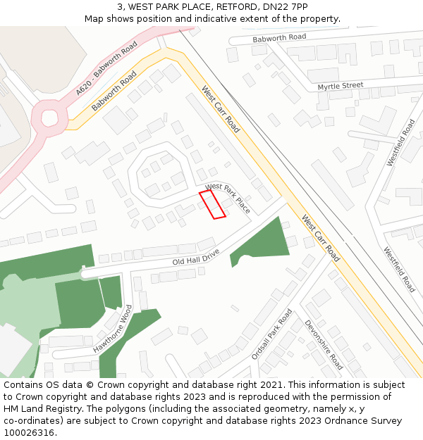 3, WEST PARK PLACE, RETFORD, DN22 7PP: Location map and indicative extent of plot